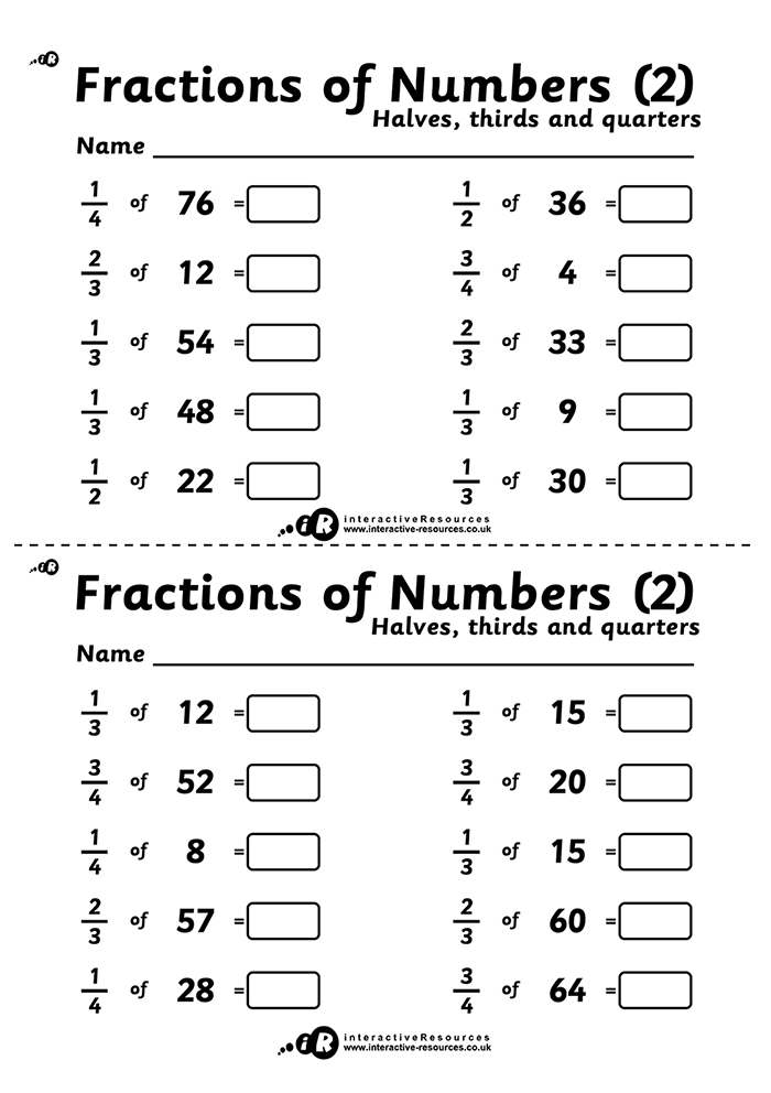 Fractions of Numbers (2)