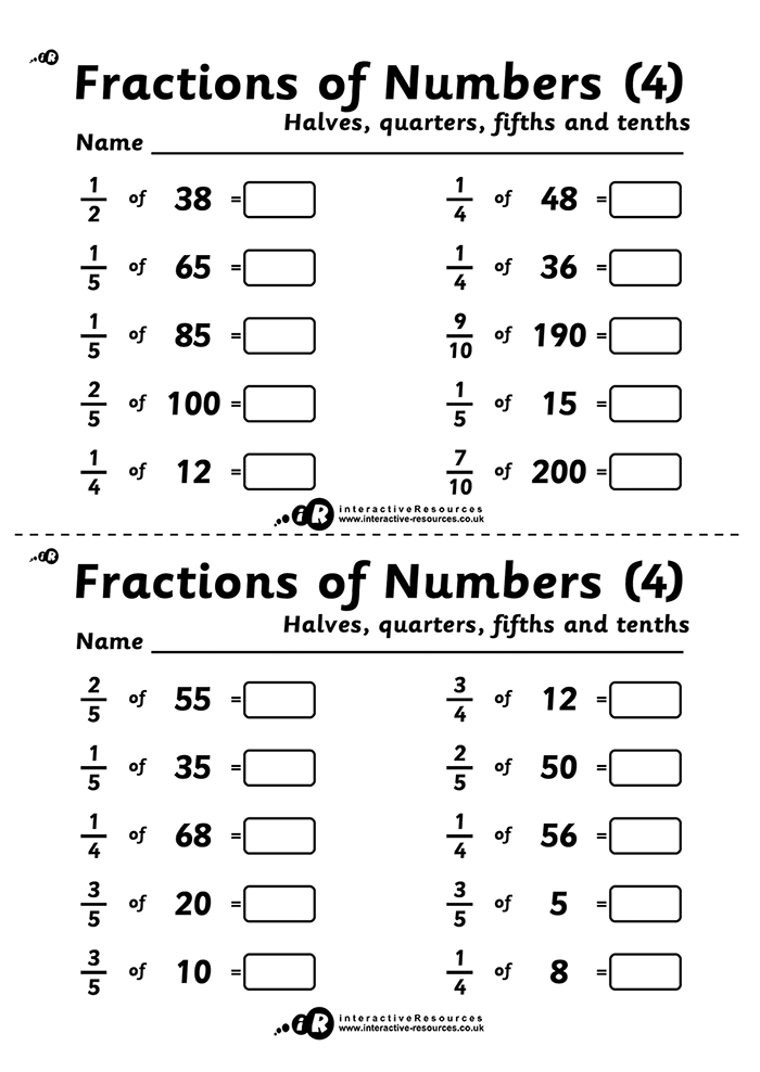 Fractions of Numbers (4)