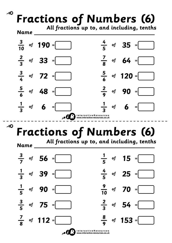 Fractions of Numbers (6)