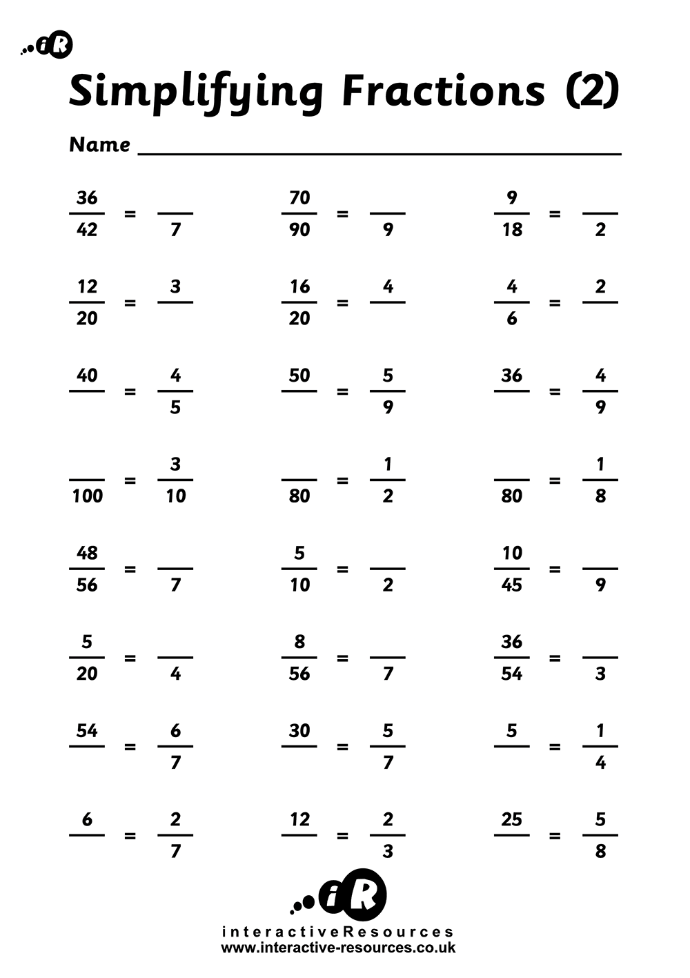 Simplifying Fractions