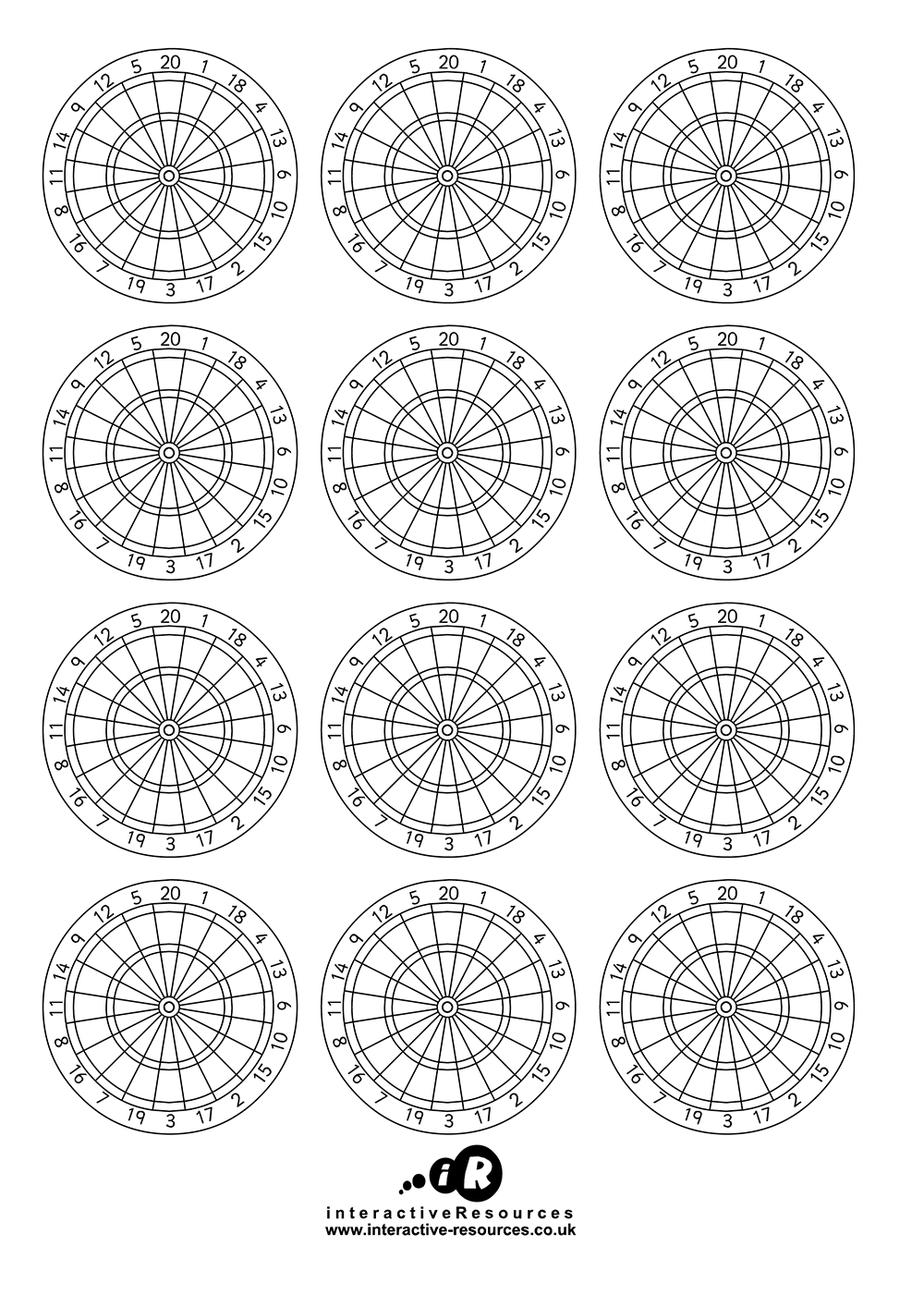 Nine Dartboards Template