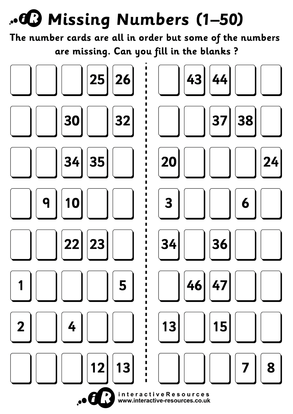 Missing Numbers (1-50)